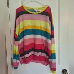 Fantastic Fawn Colorful Striped Crew Neck Oversize Sweater